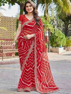Leheriya zari poly georgette leheriya saree 1