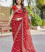 Leheriya zari poly georgette leheriya saree