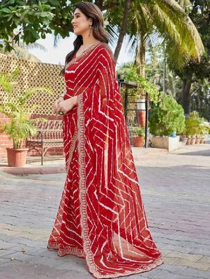 Leheriya zari poly georgette leheriya saree 2