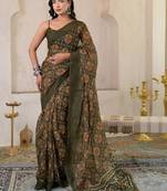 Bandhani pure linen bandhani saree