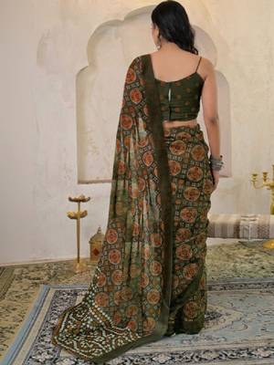 Bandhani pure linen bandhani saree 2