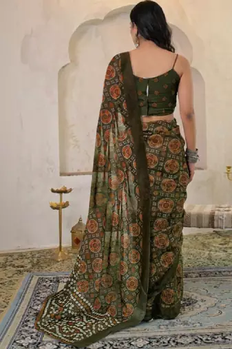 Bandhani pure linen bandhani saree