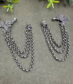 Bugadi Earcuff Earrings: Indian German Silver Chain Dangle Earrings