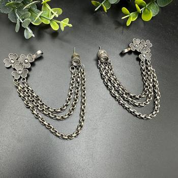 Bugadi Earcuff Earrings: Indian German Silver Chain Dangle Earrings 2