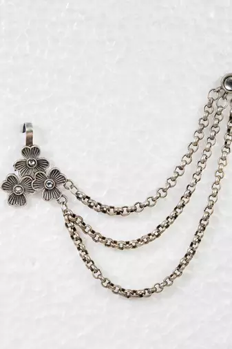 Bugadi Earcuff Earrings: Indian German Silver Chain Dangle Earrings