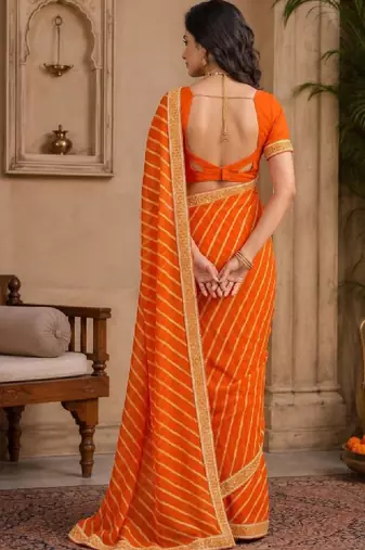 Leheriya zari pure chiffon leheriya saree