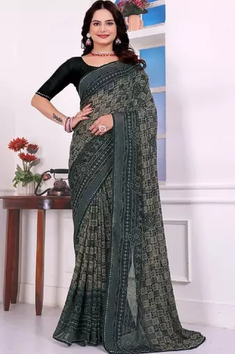 Bandhani poly georgette bandhani saree
