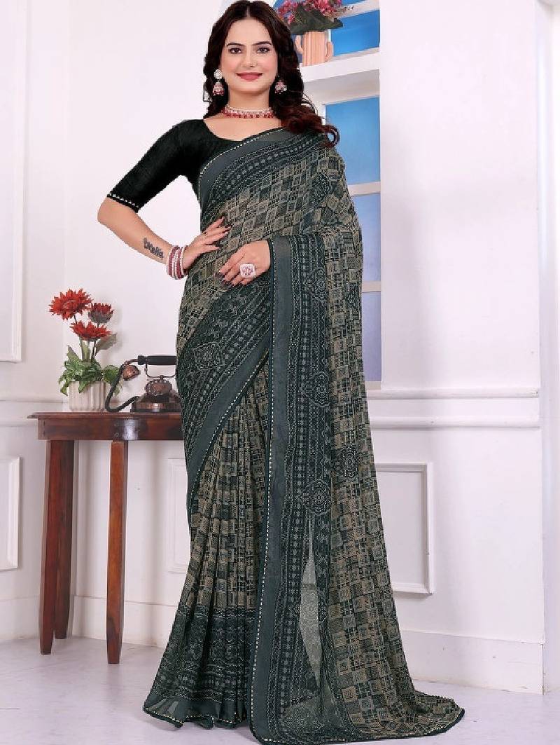 Bandhani poly georgette bandhani saree