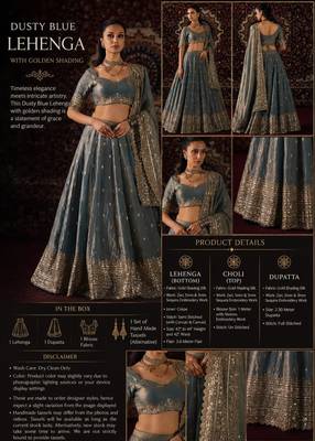 Blue Fandy Silk Zari Embroidered Sequins Lehenga Women's Wedding Wear 6