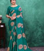 Floral poly georgette bandhani saree