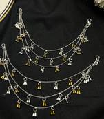 Oxidised Silver Ear Chain Kan Sahara | Three layer Dual Tone Indian Bridal Ear Chain