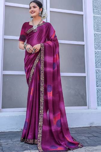 Poly georgette bandhani saree