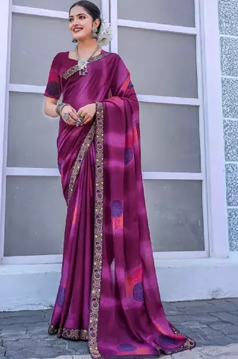 Poly georgette bandhani saree