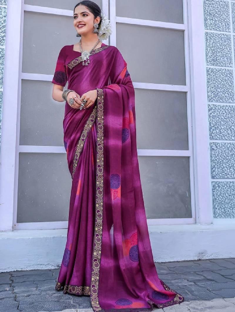 Poly georgette bandhani saree