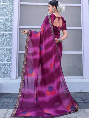 Poly georgette bandhani saree 4