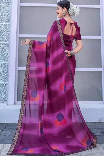 Poly georgette bandhani saree