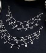 Oxidized Silver Ghungroo Kanauti Ear Chain: Indian Bridal Jewelry