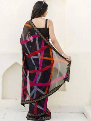 Zari poly georgette bandhani saree 2