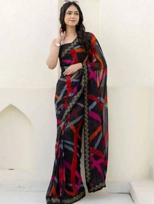 Zari poly georgette bandhani saree 3