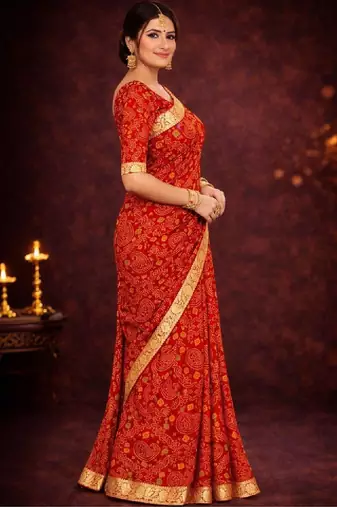 Bandhani zari poly georgette bandhani saree