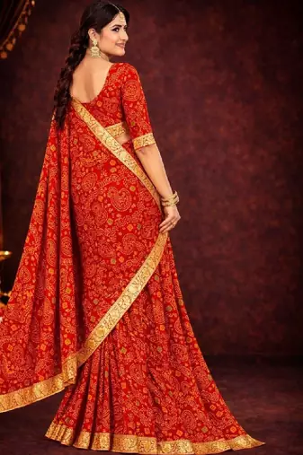 Bandhani zari poly georgette bandhani saree
