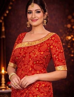 Bandhani zari poly georgette bandhani saree 4