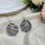 Oxidized Silver Floral Drop Earrings, Round Boho Dangle Earrings for Women