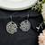 Oxidized Silver Floral Drop Earrings, Round Boho Dangle Earrings for Women