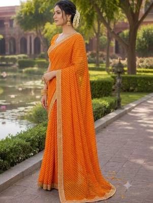 Leheriya zari pure chiffon leheriya saree 3