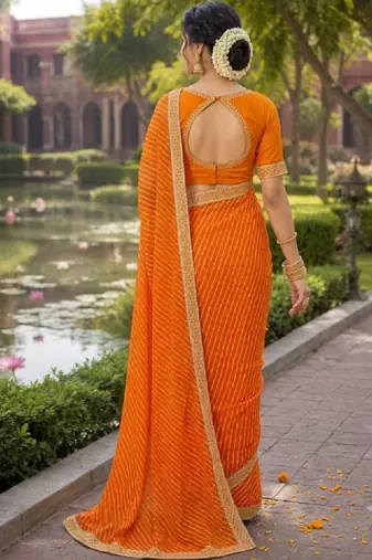 Leheriya zari pure chiffon leheriya saree