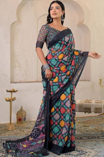 Bandhani pure linen bandhani saree