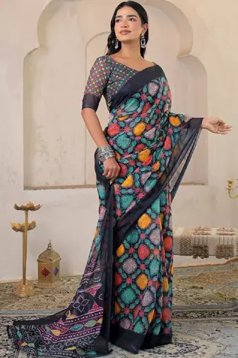 Bandhani pure linen bandhani saree