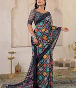 Bandhani pure linen bandhani saree
