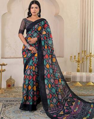 Bandhani pure linen bandhani saree 2