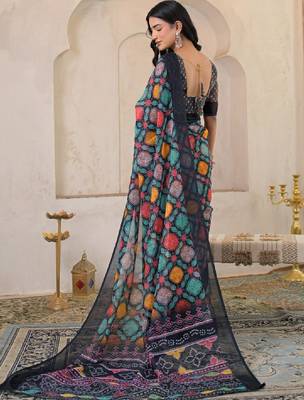 Bandhani pure linen bandhani saree 3