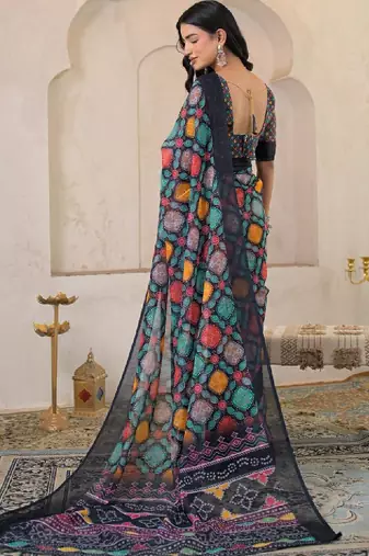 Bandhani pure linen bandhani saree