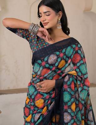 Bandhani pure linen bandhani saree 4