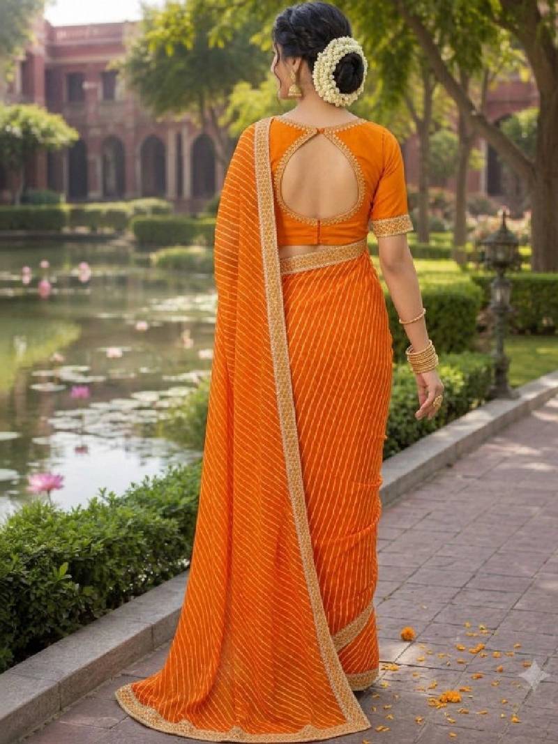 Leheriya pure chiffon leheriya saree
