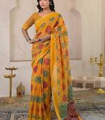 Bandhani pure linen bandhani saree