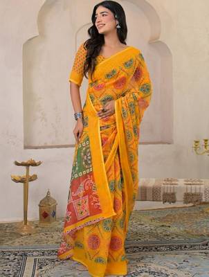 Bandhani pure linen bandhani saree 2