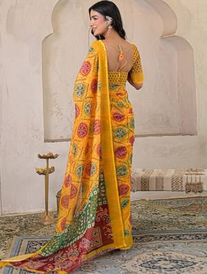 Bandhani pure linen bandhani saree 3