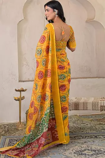 Bandhani pure linen bandhani saree