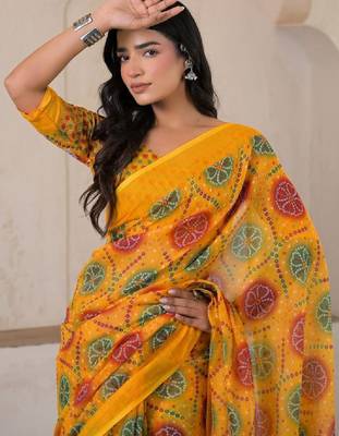 Bandhani pure linen bandhani saree 4