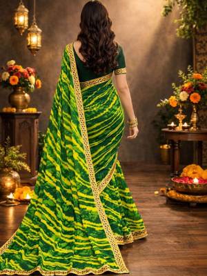 Tie and dye pure chiffon leheriya saree 3
