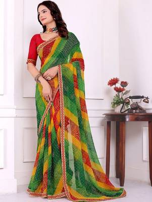 Bandhani pure chiffon bandhani saree 1