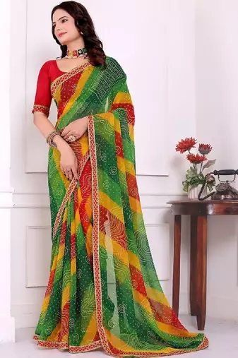 Bandhani pure chiffon bandhani saree
