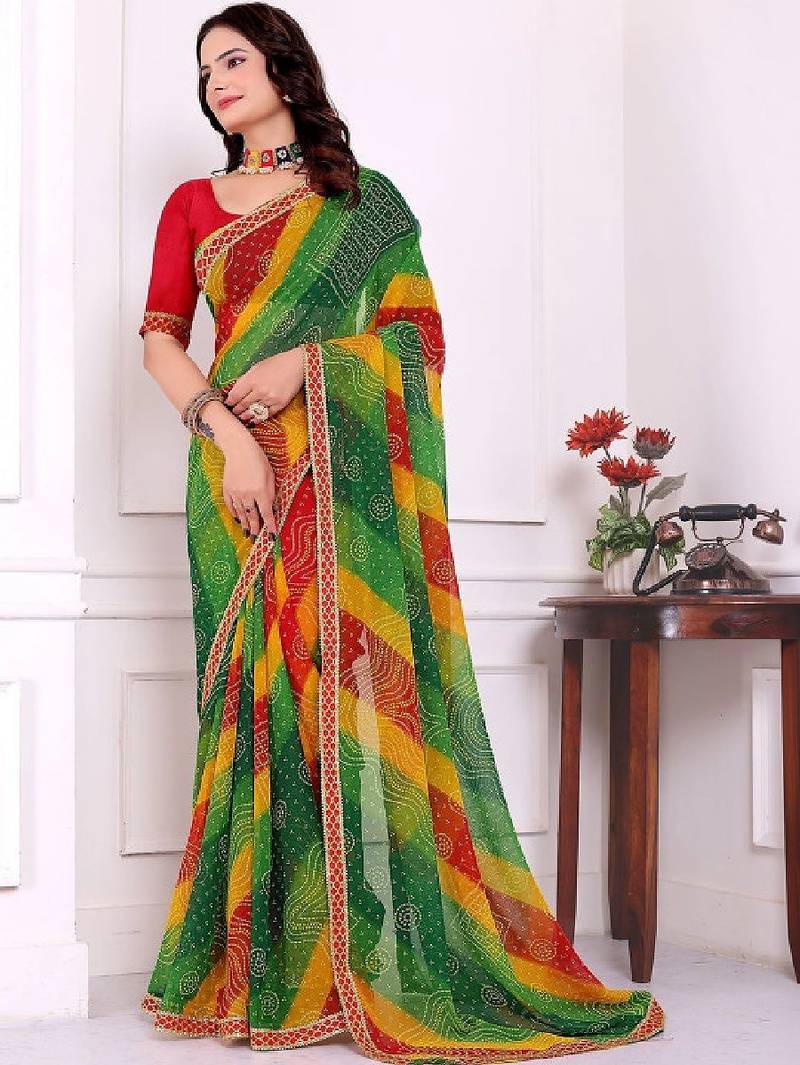 Bandhani pure chiffon bandhani saree