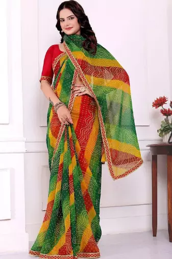 Bandhani pure chiffon bandhani saree