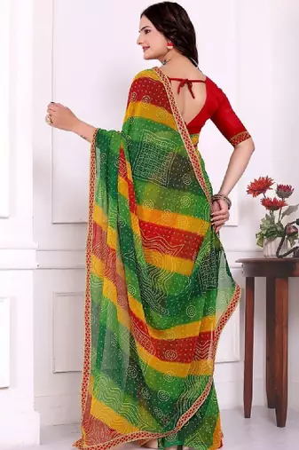 Bandhani pure chiffon bandhani saree