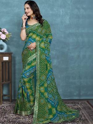 Bandhani poly georgette bandhani saree 1